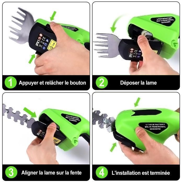 BRILLSTEN cordless shears 7.2V 3000mAh – hedge trimmer 15cm / grass trimmer 8.5cm, 1kg
