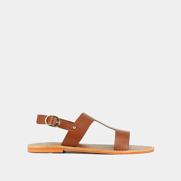 Sandales  en cuir cognac