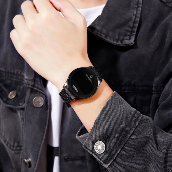 Orologio touchscreen per uomo e donna, braccialetto digitale a LED, elettronico, 2020, sportivo, impermeabile, per ragazzi, nero