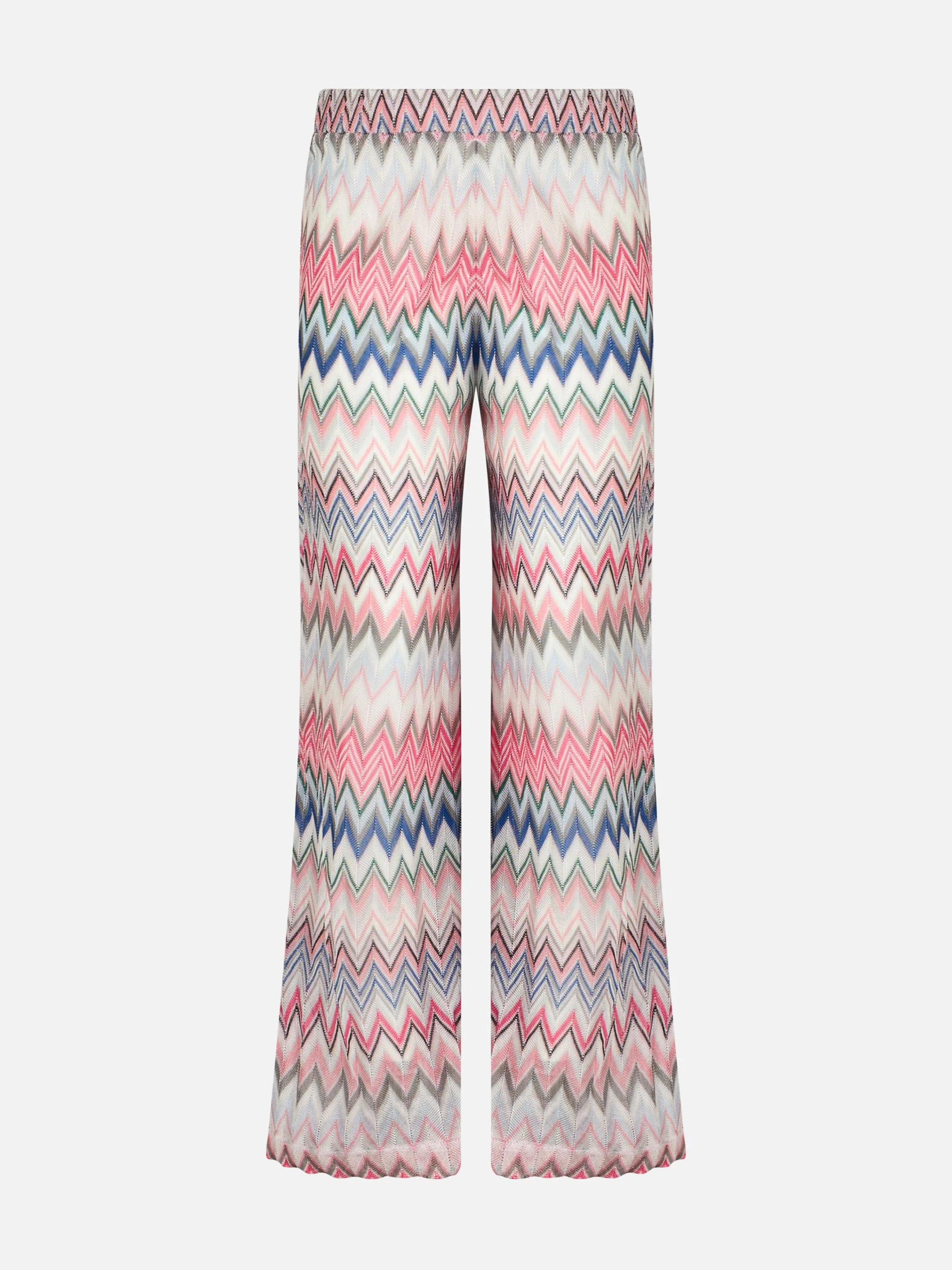 Pantaloni a palazzo in maglia rosa da bambina