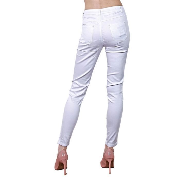 Pantalones vaqueros de mujer - X-MAX - Corte ajustado - Cintura alta - Algodón y licra - Blanco
