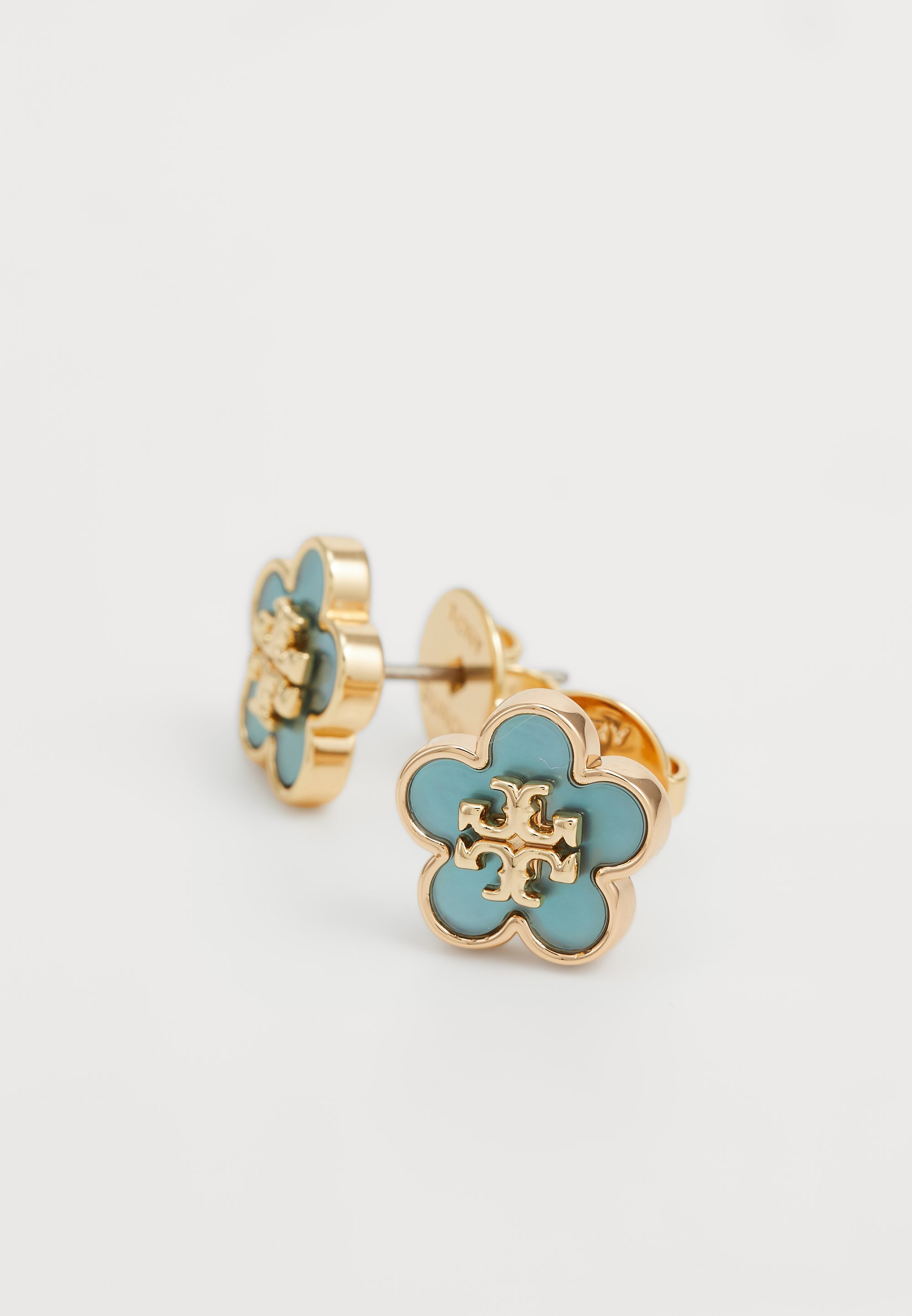 Tory Burch KIRA FLOWER STUD - Oorbellen - goudkleurig/blauw