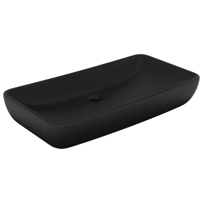 vidaXL Luxury Rectangular Countertop Washbasin Bathroom Vanity Sink Home Matte Black 146964