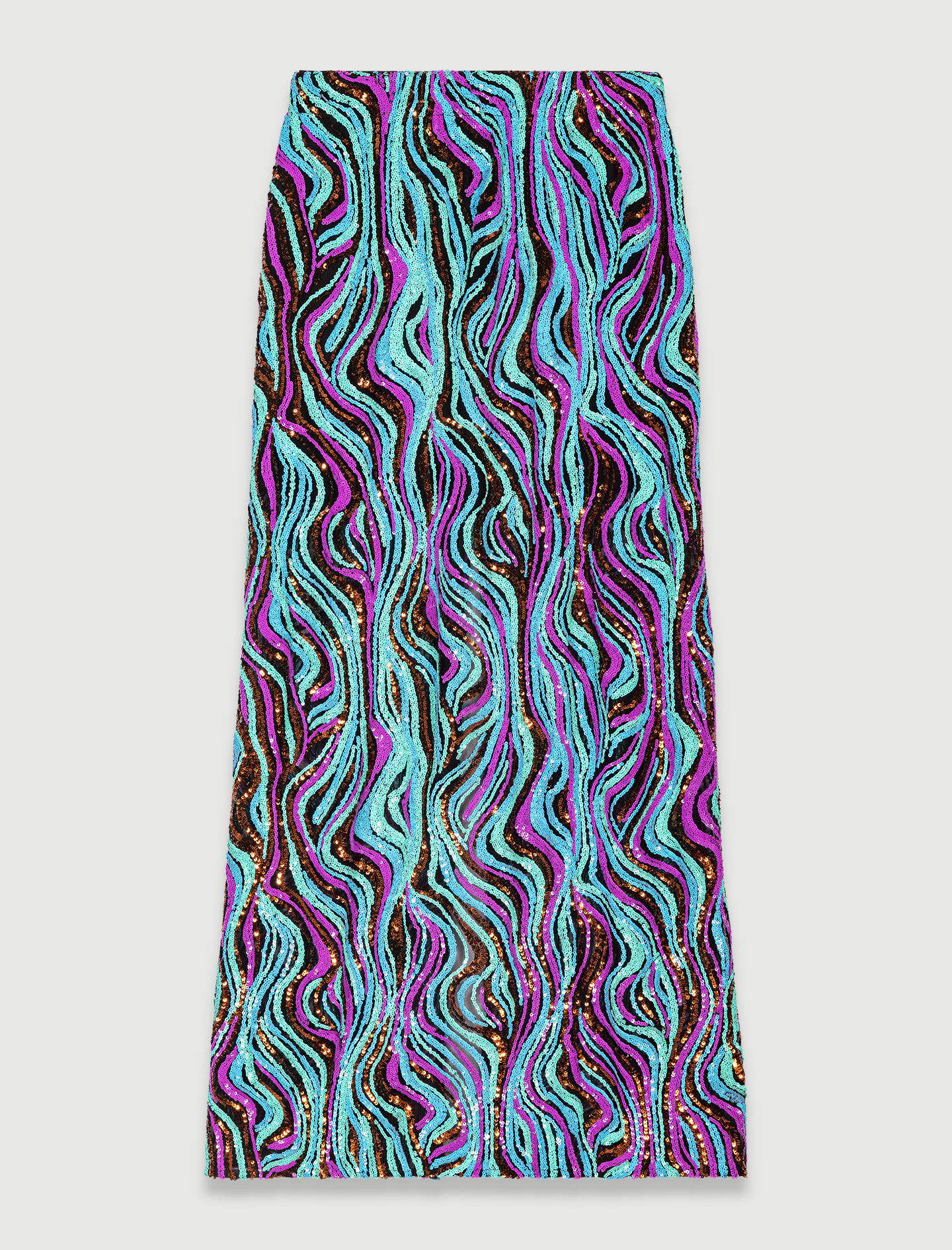 Fustă lungă cu paiete - Multicoloră
