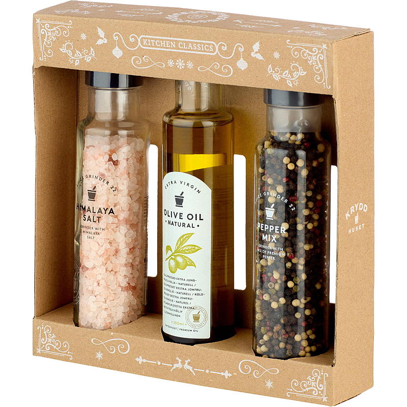 Kryddhuset Presentset 3 delar salt, peppar, olivolja