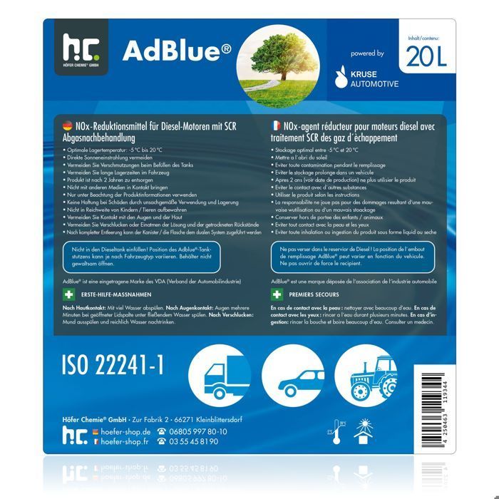 2 x 20 L AdBlue® - en lata de 20 L - ISO 22241-1
