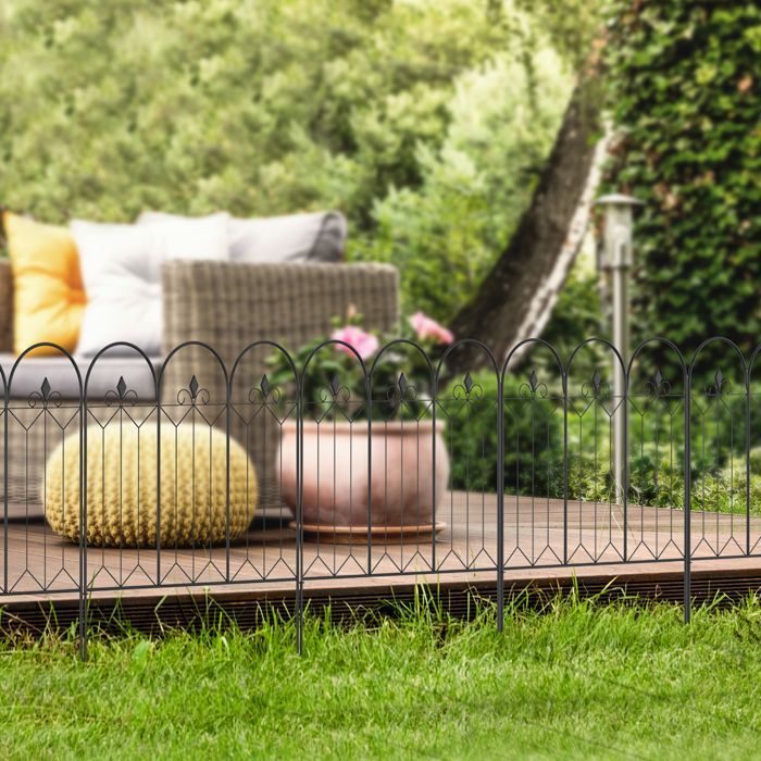 Outsunny - Garden Fence - Metal - 305x79.5cm - Black