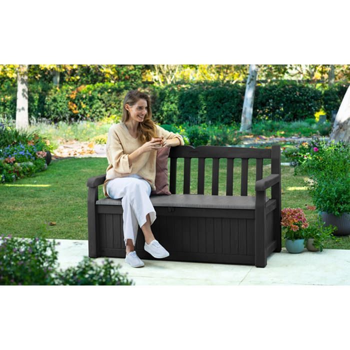 Banc de jardin EDEN avec Coffre en résine 265L - Anthracite - KETER