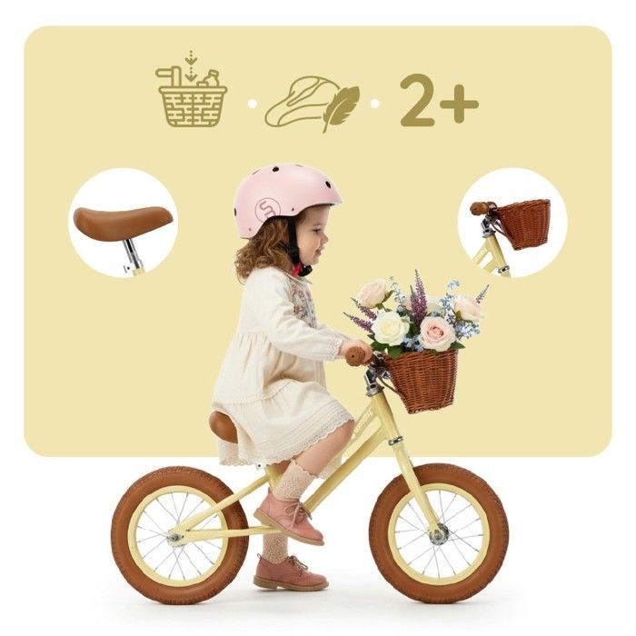 Sun Baby - Classic Balance Bike - 2 Years, max. 30 kg, steel frame, inflatable colored wheels, adjustable saddle - Yellow