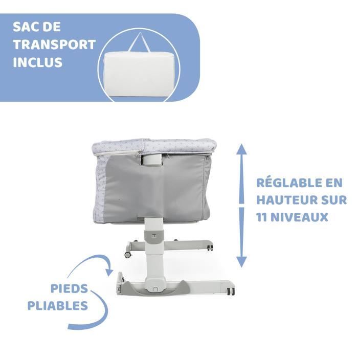 Next2Me Dream Silver Beistellbett – Chicco – Ab 0 Monaten – Höhenverstellbar – Inklusive Matratze