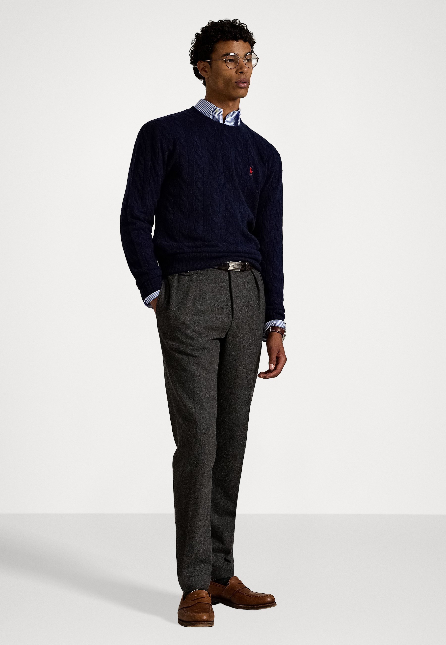 Maglione Polo Ralph Lauren in lana e cashmere a trecce - Maglione - blu navy cacciatore