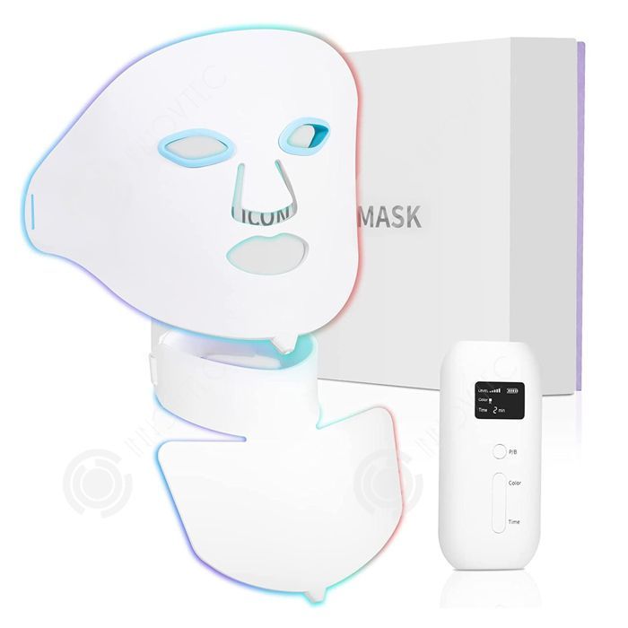 Mascarilla facial INN 5W, mascarilla de silicona LED de 7 colores y dispositivo de belleza para el cuello, cuidado facial completo y