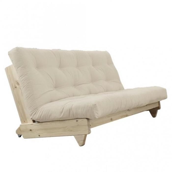 Banquette convertible FRESH pin coloris beige couchage 140x200 cm.