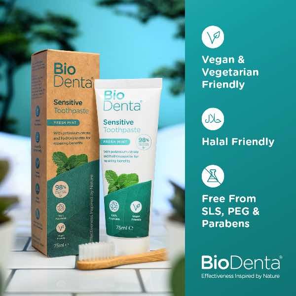 BioDenta Dentifricio Sbiancante Naturale SENSITIVE Vegano - Confezione da 3