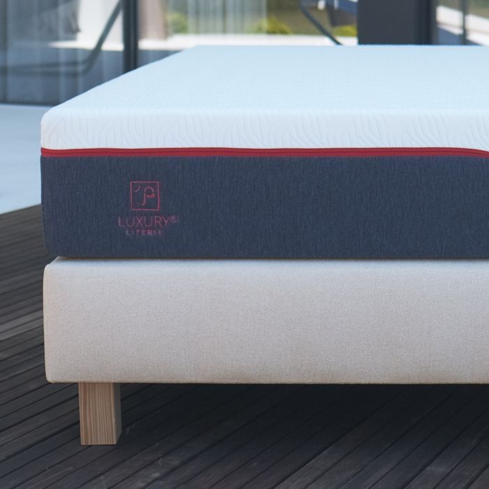 Sommier tapissier 160x200, beige, Gamme Prestige Hôtel, bois massif + pieds offerts
