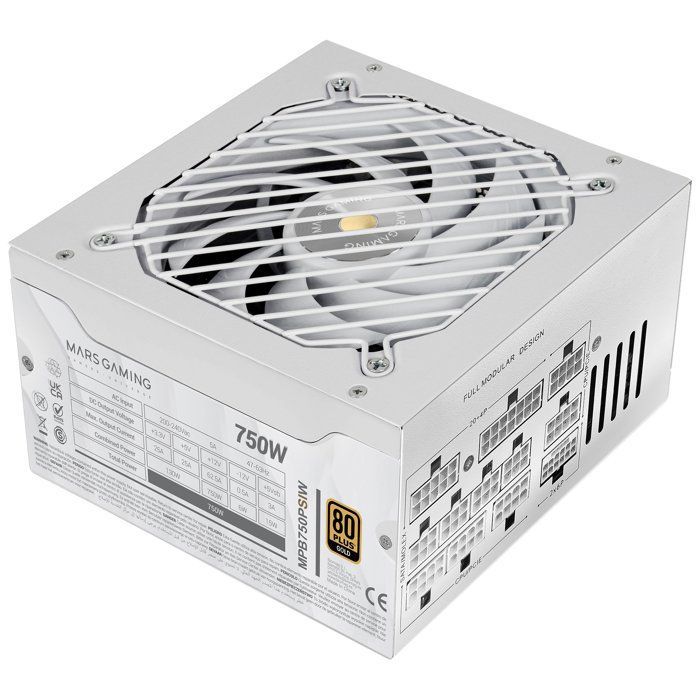 Bloc alimentation PC Mars Gaming MPB750PSI 750W ATX 3.1 PCIe 5.1 80 Plus Gold Blanc