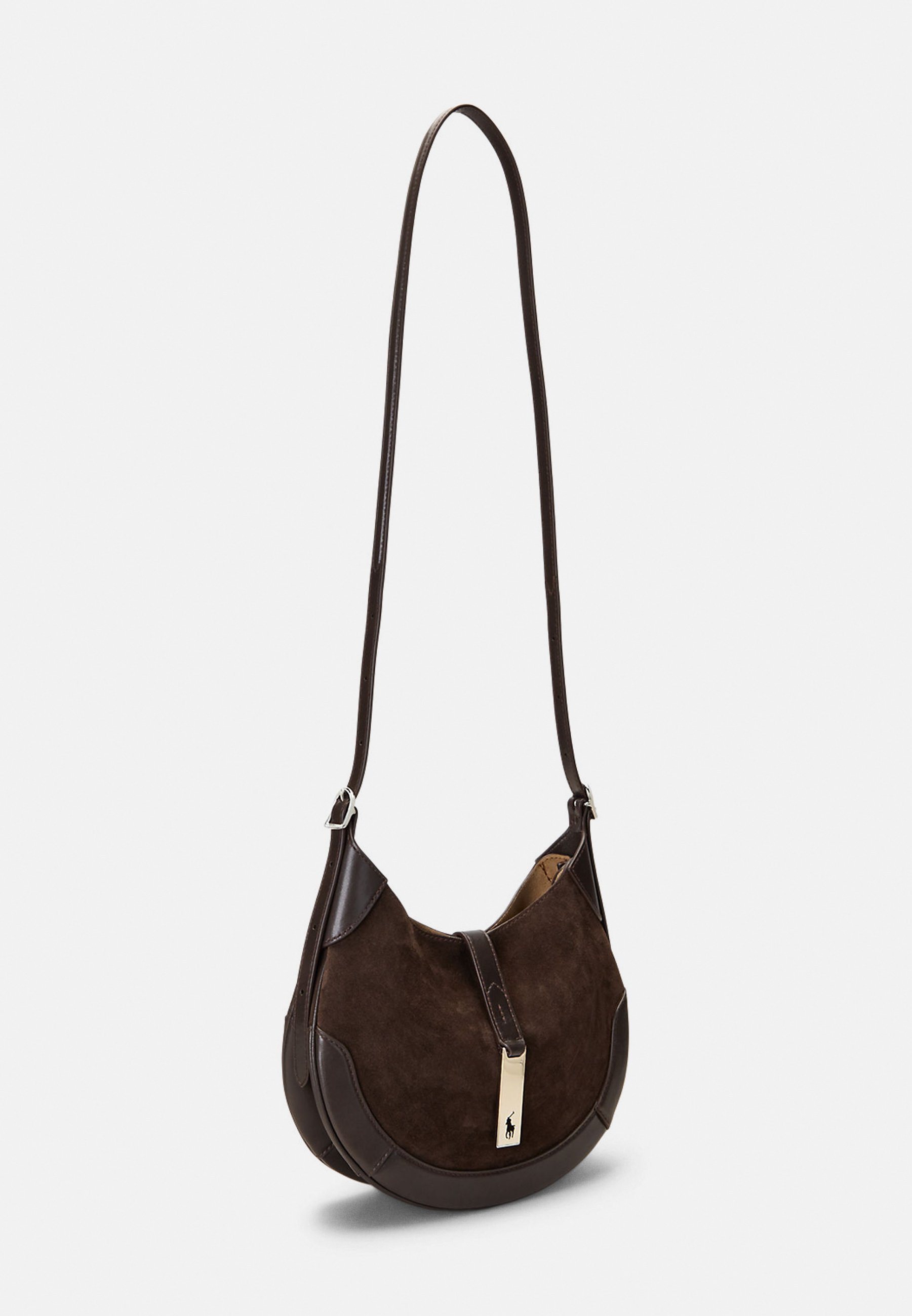 Sac bandoulière Polo Ralph Lauren POLO ID en cuir suédé - Chocolat