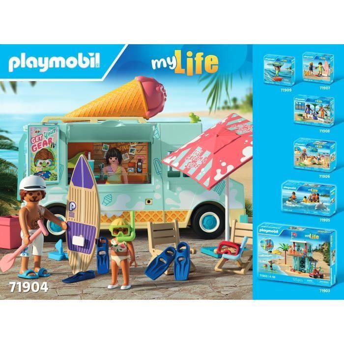 Playmobil 71904 Camioncino dei gelati e 3 personaggi, Vacanza al mare My Life, Design retrò anni '50, 101 pezzi, Età 4+
