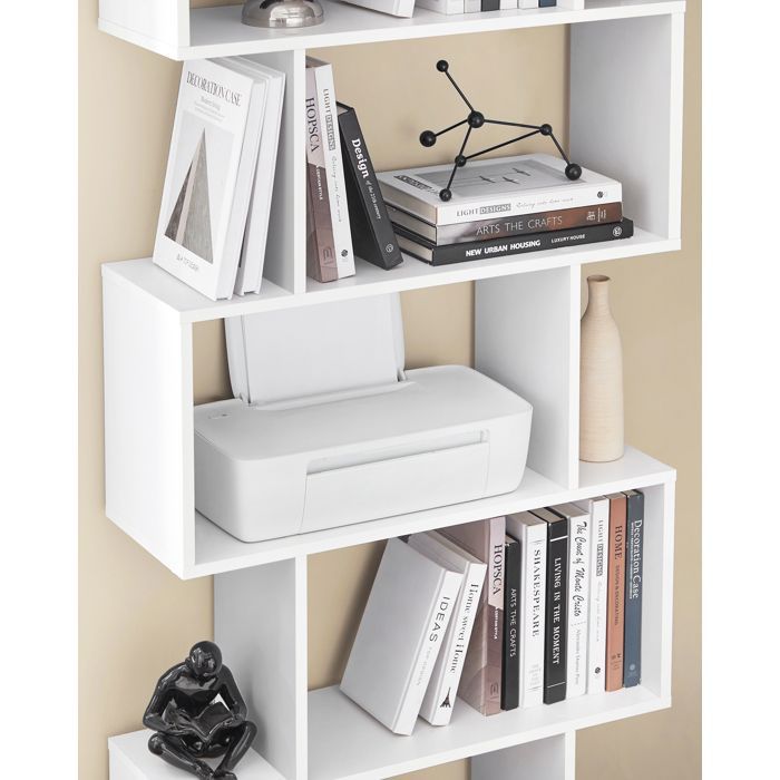Libreria a 6 ripiani, 24 x 70 x 191,6 cm, mobile contenitore, divisorio per ambienti, moderno, bianco nuvola.