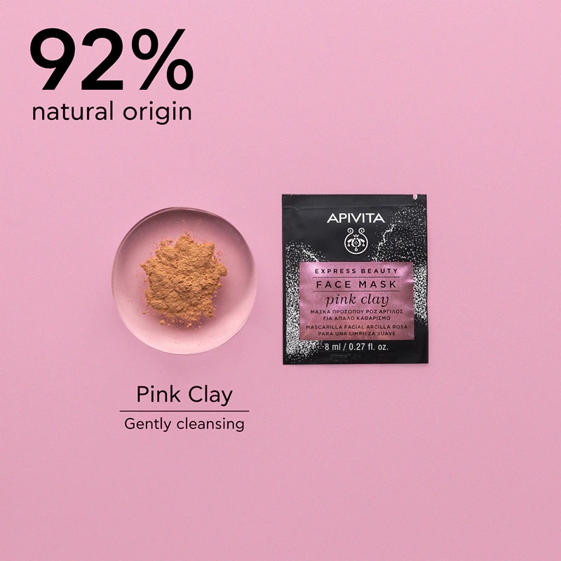 Apivita Express Beauty attīrošā sejas maska ar rozā māliem