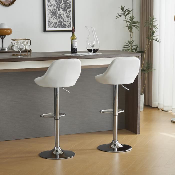 Barhocker – ALIGHTUP – 2er-Set – PU – Höhenverstellbar – Weiß
