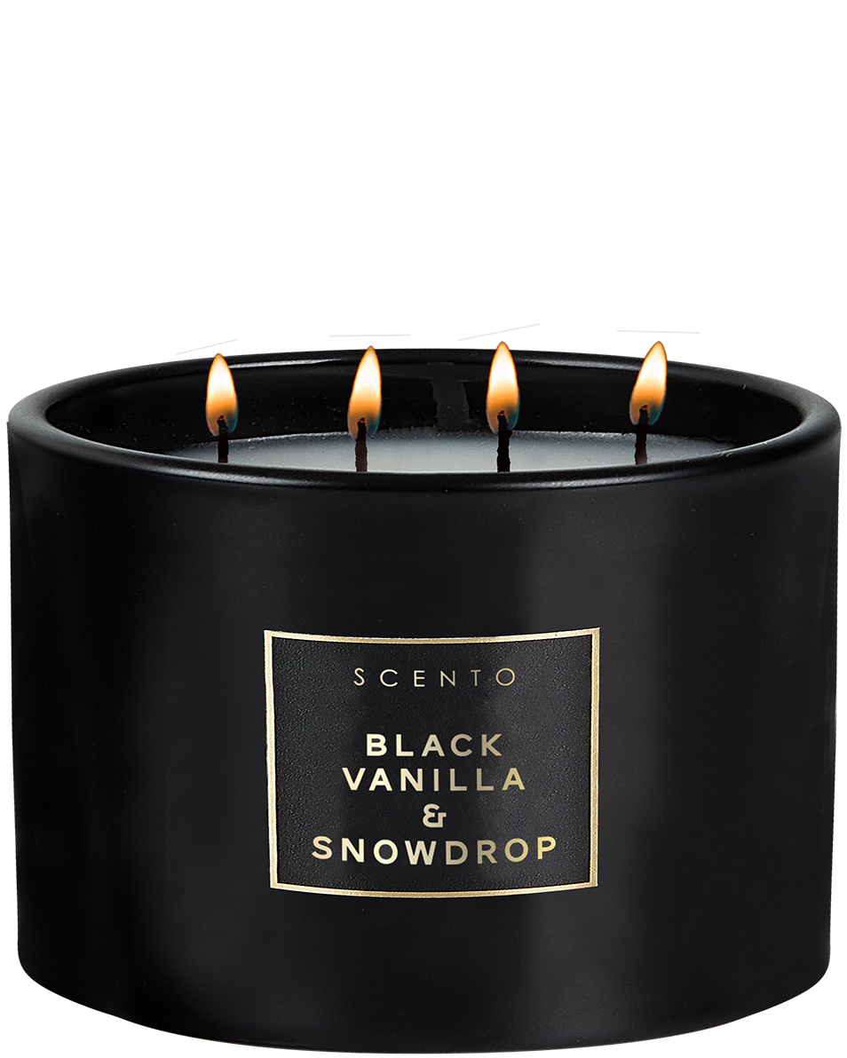 Svíčka SCENTO BLACK VANILLA & SNOWDROP XL