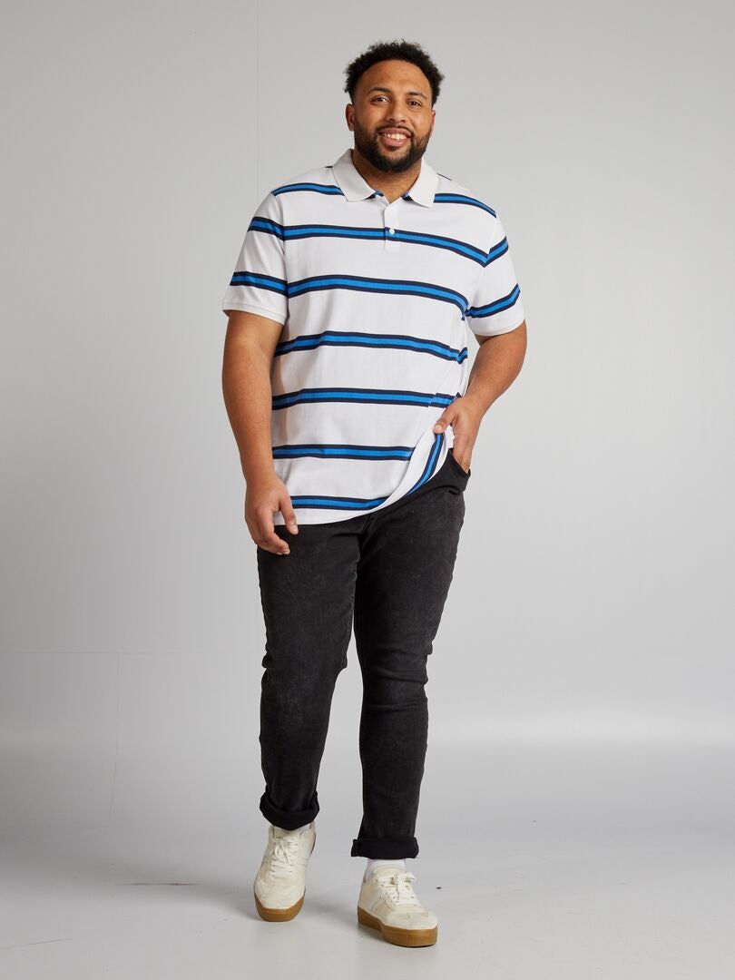 Gestreept katoenen poloshirt - wit