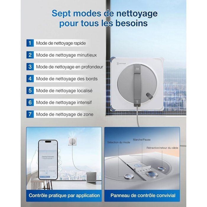 ECOVACS W2s OMNI - Robô Limpador de Janelas com Estação de Carregamento - Limpeza Inteligente TruEdge de Ponta a Ponta - Carrega Enquanto Funciona