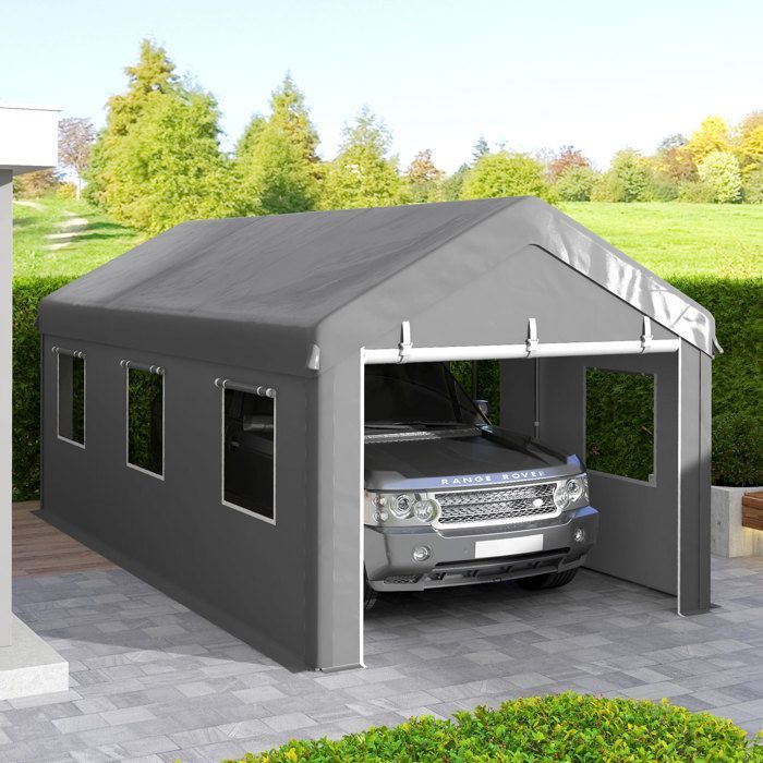 Cochera Outsunny - 600x295x278cm - PE - gris