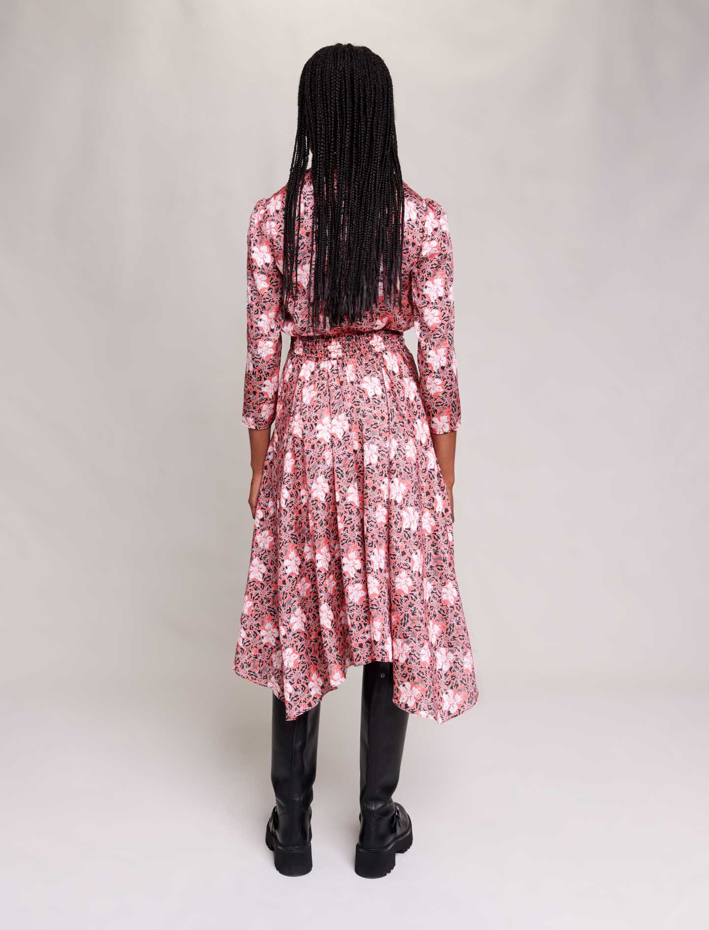 rochie lungă florală-Imprimé fleurs rouge