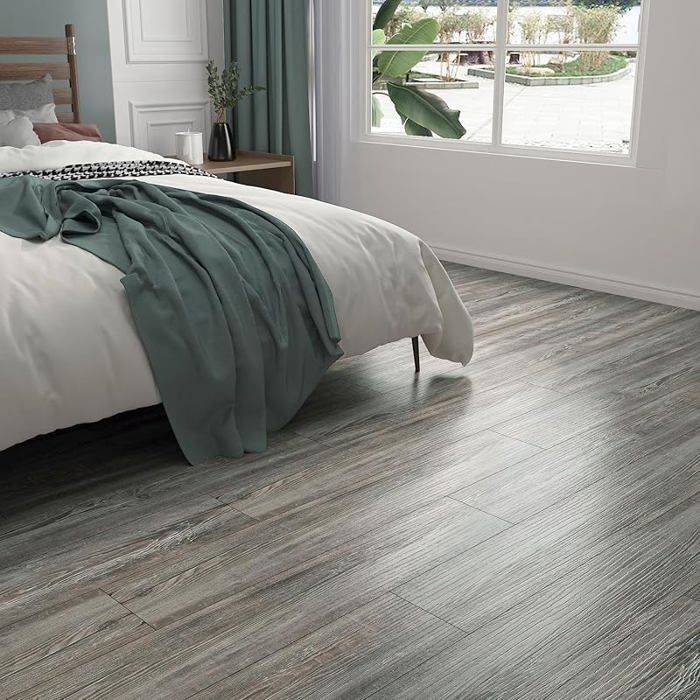 Baldosas adhesivas de linóleo gris para baño, 30x30 cm, 32 baldosas. Baldosas adhesivas de PVC de 30x30 cm, 32 baldosas, color gris madera GR. Suelo de PVC.