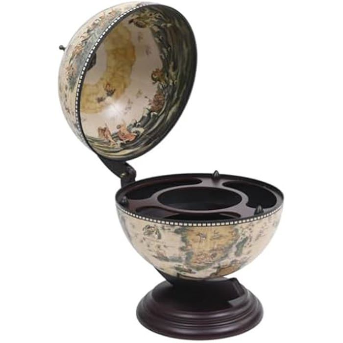 Wine rack - VIDAXL - Table globe - Solid wood - White and brown - 38x33x48 cm