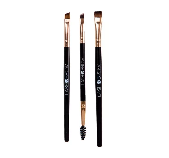 Lash Brow zestaw 3 pędzli do makijażu brwi Gold
