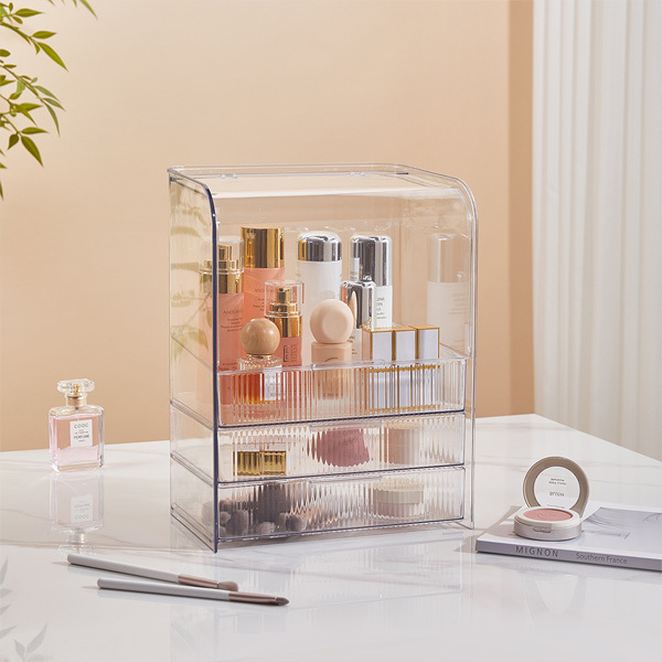 Livingandhome 3patrový organizér na kosmetiku - průhledný