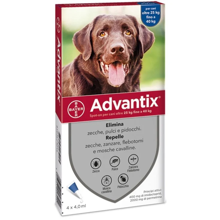 ADVANTIX Advantix Spoton 4 pipetas azuis 25 40 kg