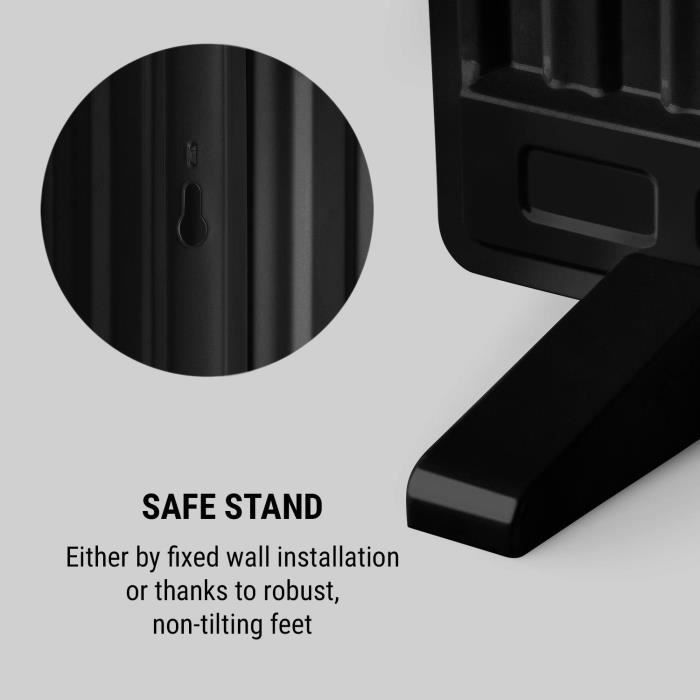 Radiateur électrique - oneconcept - radiateur bain d'huile 800 W avec 3 niveaux de puissance - Chauffage d'appoint Thermostat noir