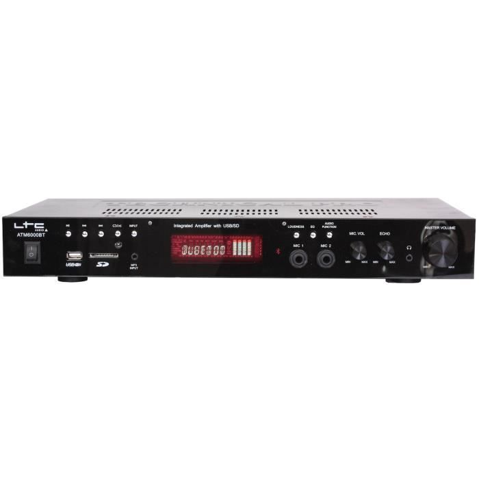 Karaoke Amplifier - HiFi - Bluetooth - 2 x 50W - FM Tuner - 2 Microphone Inputs