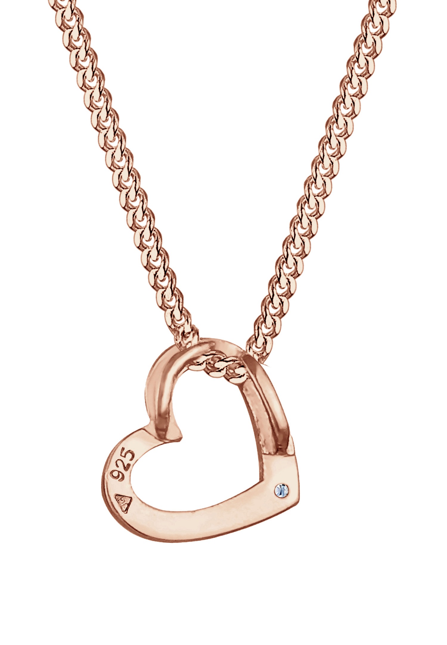 Elli DIAMONDS Femmes Pendentif Coeur Amour Délicat avec Diamant (0.015 ct.) en Argent Sterling 925