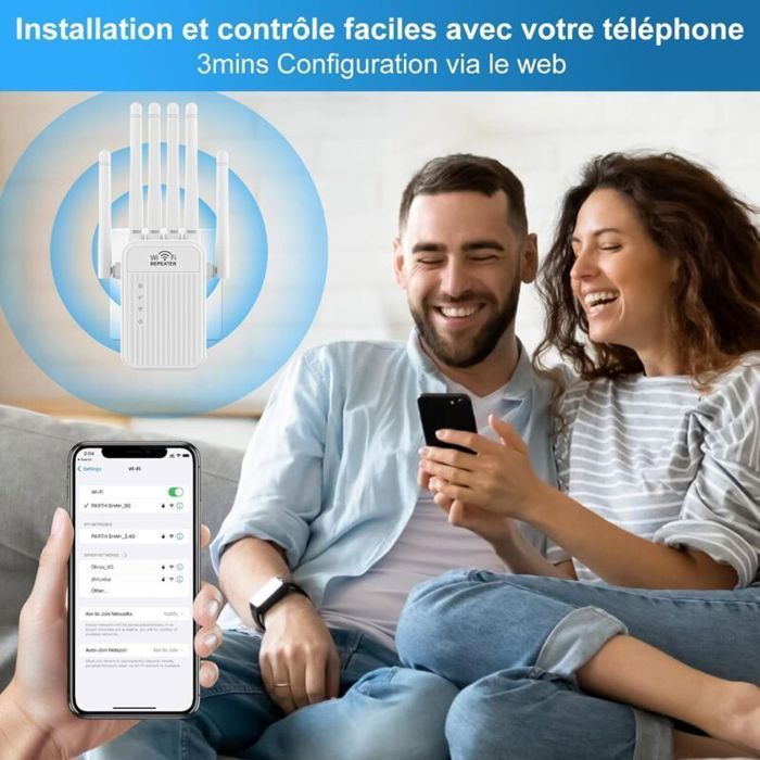 Repetidor WiFi - PZCC - Potente amplificador de señal - 6 antenas externas - 2 puertos LAN - 2,4 GHz