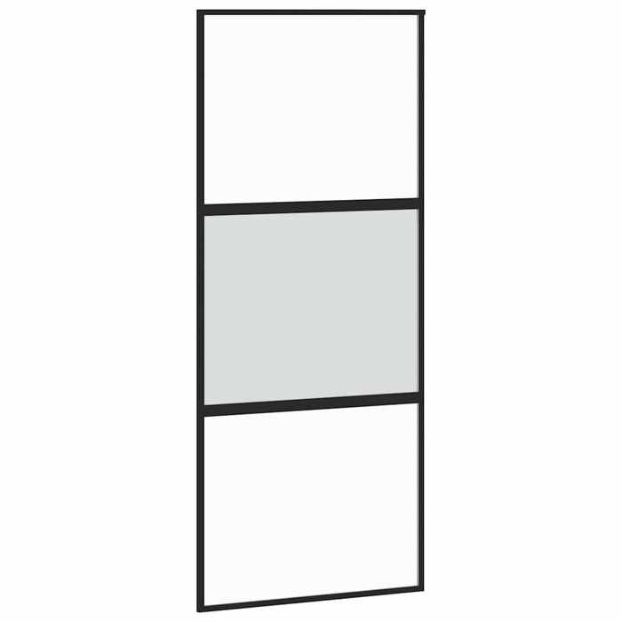 vidaXL Sliding Door Black 90x205 cm Tempered Glass Aluminum 155202