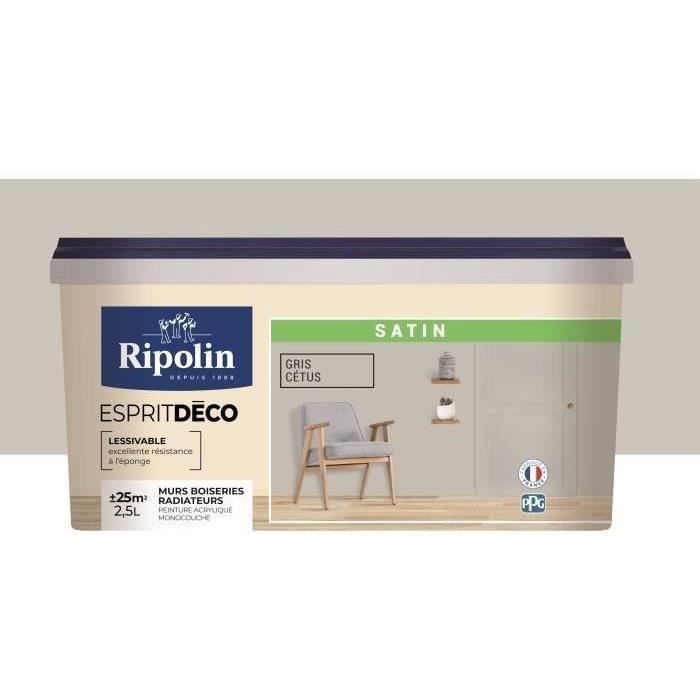 RIPOLIN Ultra-Covering Satin Paint for Kitchen, Bedroom, Living Room, Dining Room, Entrance, Hallway - Cetus Grey