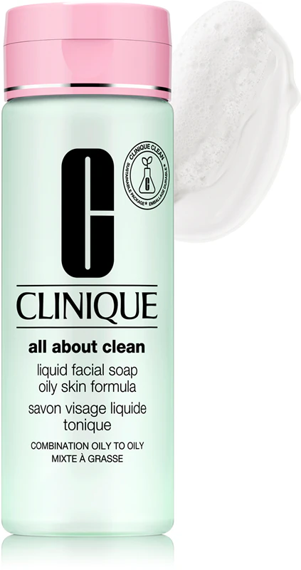 Sabonete Líquido Facial Clinique Fórmula para Pele Oleosa, indicado para peles oleosas e mistas.