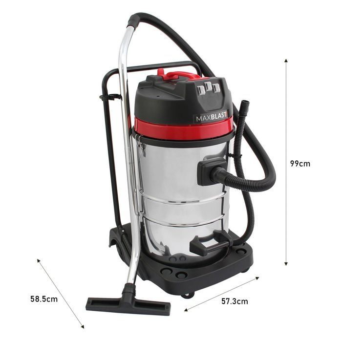 Industrial Wet & Dry Vacuum Cleaner Set, 80L Capacity, 5m Hose & Accessories