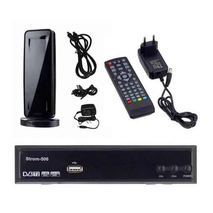 Kit terrestre HD Démodulateur TNT DVB-T2 HDMI PERITEL + mini antenne intérieure HD-930T