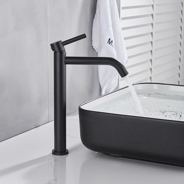 Miscelatore per lavabo JULLYBATHEVY - Rubinetto per bagno - Girevole a 360° - Nero