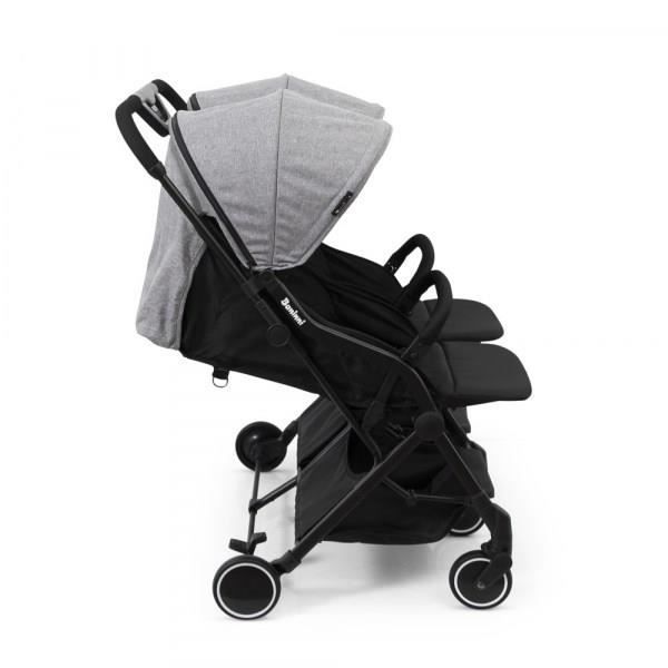 Carrinho de Bebê Duplo - BANINNI Adige - Para Gêmeos e Duplas - Cinza - 0 a 36 meses - Até 15kg