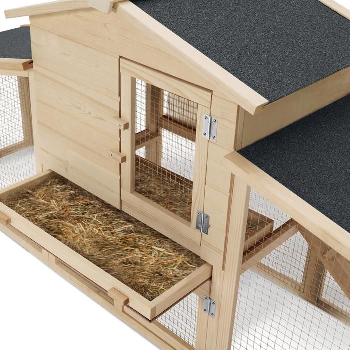 IDMARKET VIP Gallinero con jaula doble de madera XXL