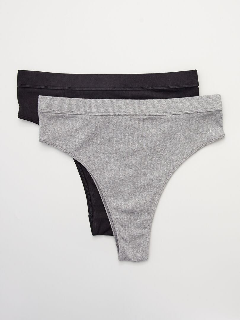 Conjunto de 2 tangas de algodão canelado - CINZA