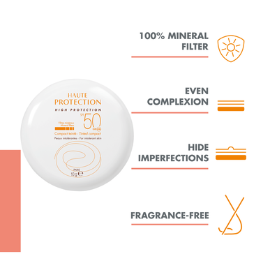Avène Sun Care Tinted Compact Honey SPF50 Mineral Compact solkrem, honningfarge, 10 g