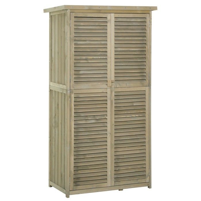 Tuinschuur - Chalet Tuinschuur, gereedschapskast, hout, asfalt dak, 4 compartimenten, lamellendeur, grijs, 87x46,5x160cm
